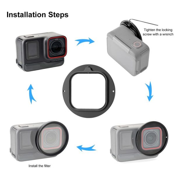 Insta360 Ace Pro PULUZ 52mm UV Lens Filter Adapter Ring with Lens Cover (Black) - Image 7