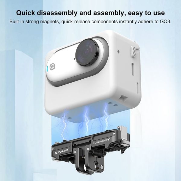 Insta360 GO3 / GO 3S PULUZ Magnetic ABS Quick Release Base Mount (Black) - Image 6