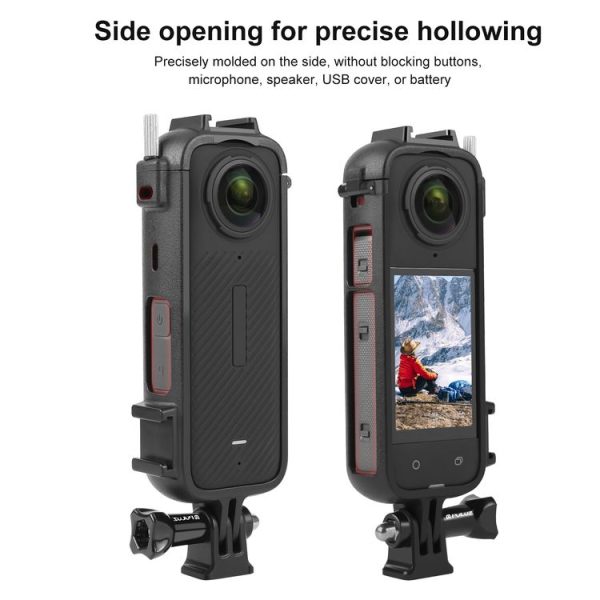 Insta360 X4 PULUZ Cold Shoe PC Plastic Protective Frame with Adapter Mount & Screw (Black) - Image 4
