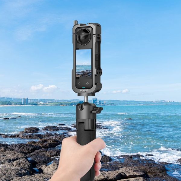 Insta360 X4 PULUZ Metal Protective Cage Rig Housing Frame with Lens Cover (Black) - Image 11