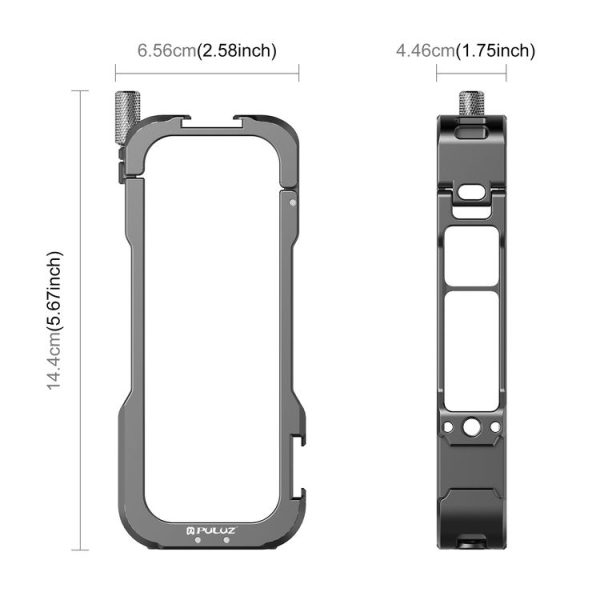 Insta360 X4 PULUZ Metal Protective Cage Rig Housing Frame with Lens Cover (Black) - Image 4