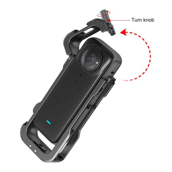 Insta360 X4 PULUZ Metal Protective Cage Rig Housing Frame with Lens Cover (Black) - Image 7
