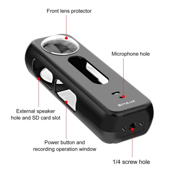 Insta360 X4 PULUZ Metal Protective Cage Rig Housing Frame with Lens Protector (Black) - Image 5