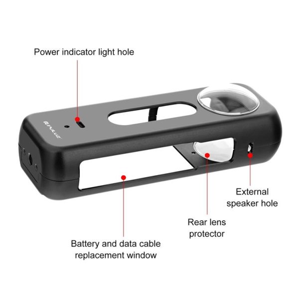 Insta360 X4 PULUZ Metal Protective Cage Rig Housing Frame with Lens Protector (Black) - Image 6