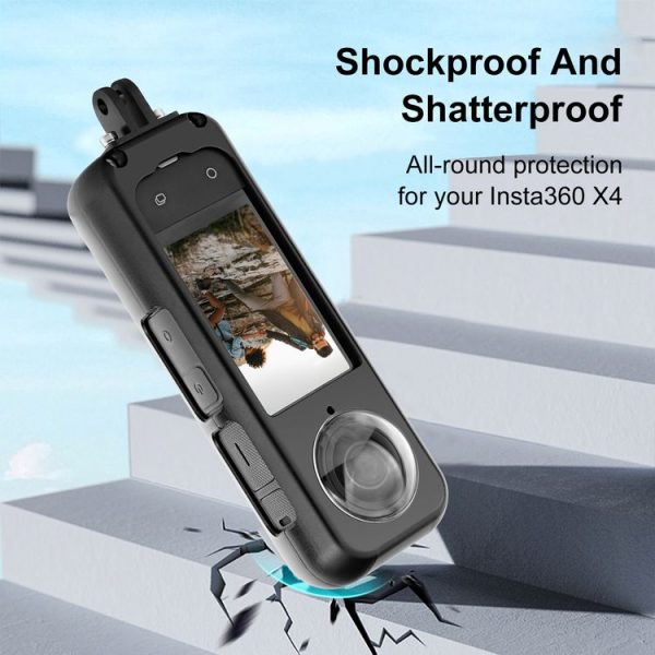 Insta360 X4 PULUZ Metal Protective Cage Rig Housing Frame with Lens Protector (Black) - Image 7