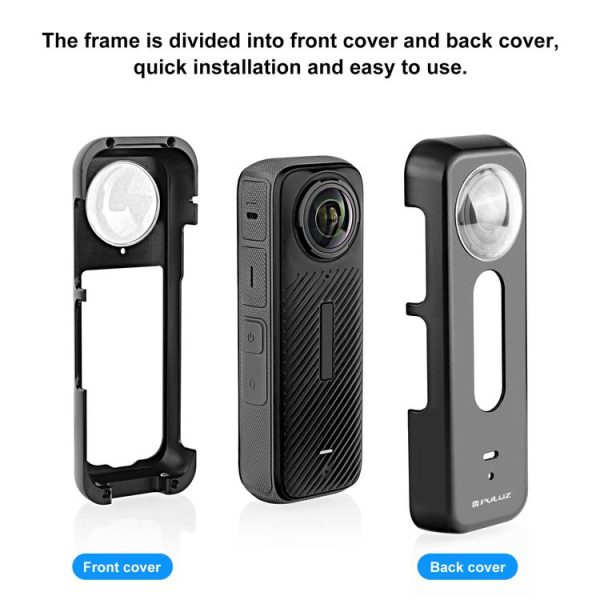 Insta360 X4 PULUZ Metal Protective Cage Rig Housing Frame with Lens Protector (Black) - Image 8