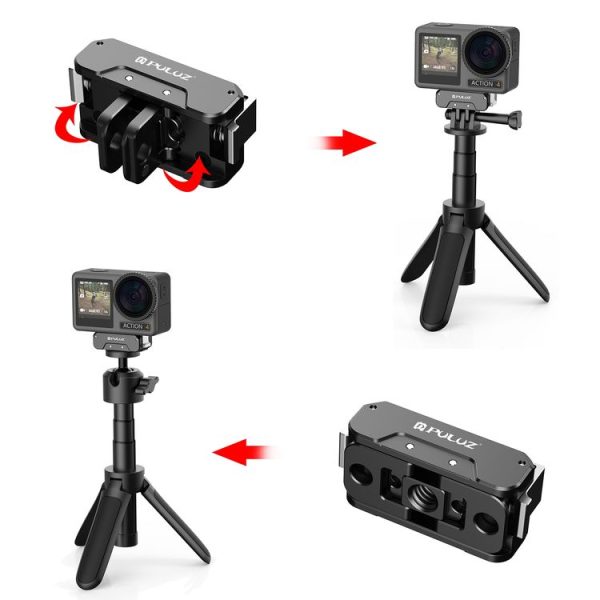 DJI Osmo Action 4 / 3 PULUZ Magnetic Quick Release Metal Base (Black) - Image 7