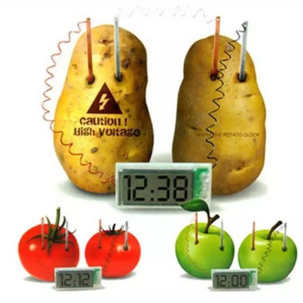 DIY Novel Green Science Potato Digital Clock Educational Kit with 2 inch LCD Screen (Potato NOT Included) (White) - Image 2