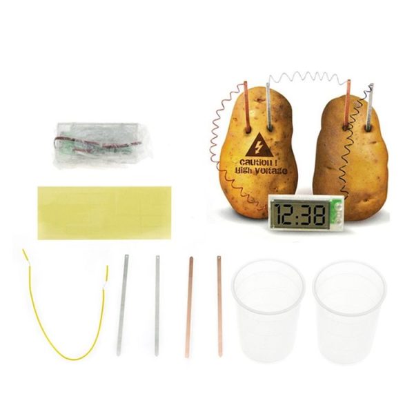 DIY Novel Green Science Potato Digital Clock Educational Kit with 2 inch LCD Screen (Potato NOT Included) (White) - Image 3