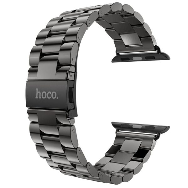 HOCO for Apple Watch 42mm Classic Buckle 3 Beads Stainless Steel Watchband (Grey Black)
