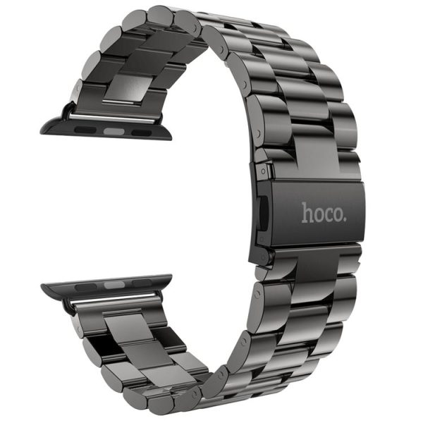 HOCO for Apple Watch 42mm Classic Buckle 3 Beads Stainless Steel Watchband (Grey Black) - Image 2