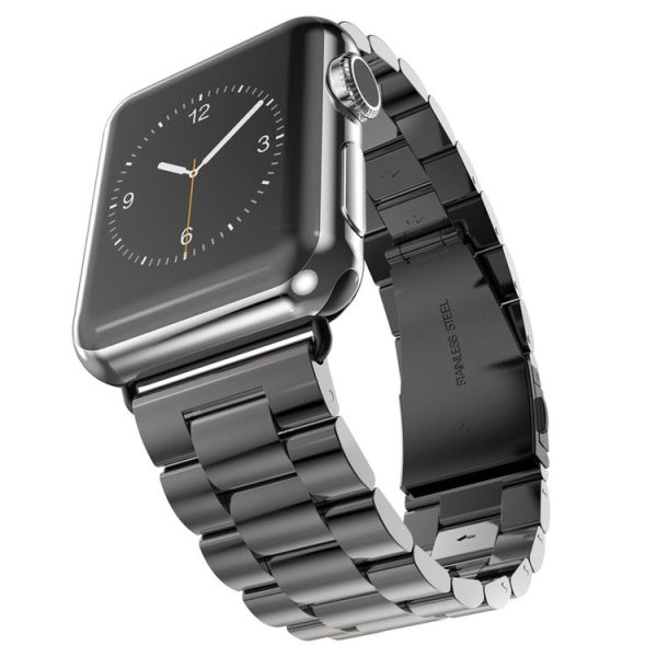 HOCO for Apple Watch 42mm Classic Buckle 3 Beads Stainless Steel Watchband (Grey Black) - Image 7
