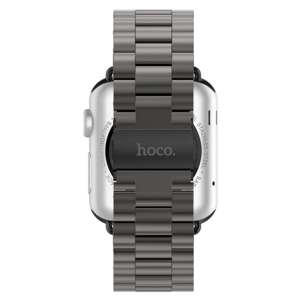 HOCO for Apple Watch 42mm Classic Buckle 3 Beads Stainless Steel Watchband (Grey Black) - Image 8