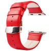 Kakapi for Apple Watch 42mm Subtle Texture Double Buckle Genuine Leather Watch Band with Connector (Red) - Image 2
