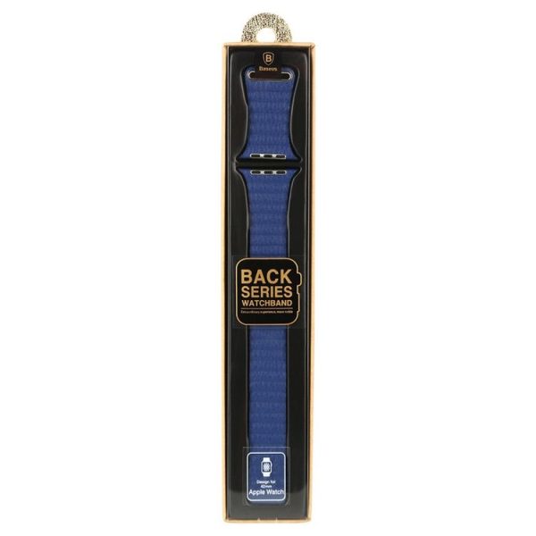Baseus for Apple Watch 42mm Back Series Magnetic Closure Clasp PU Leather Watchband (Blue) - Image 10