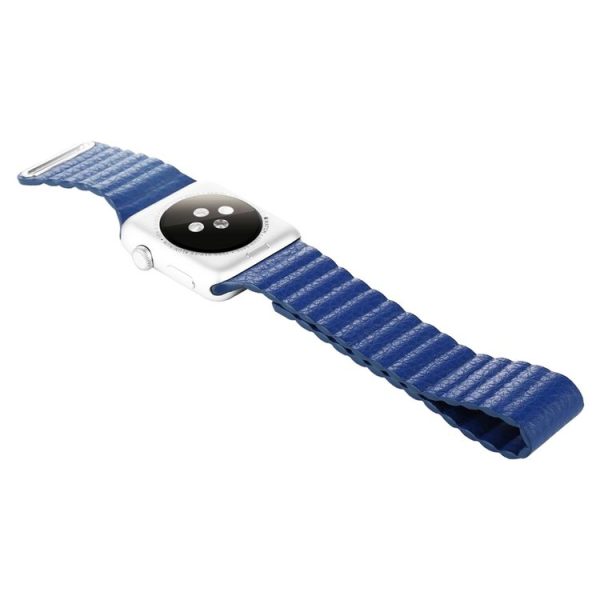 Baseus for Apple Watch 42mm Back Series Magnetic Closure Clasp PU Leather Watchband (Blue) - Image 4