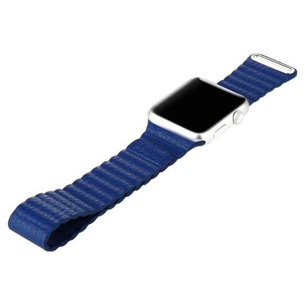 Baseus for Apple Watch 42mm Back Series Magnetic Closure Clasp PU Leather Watchband (Blue) - Image 5