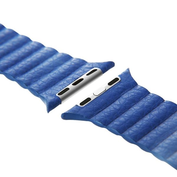 Baseus for Apple Watch 42mm Back Series Magnetic Closure Clasp PU Leather Watchband (Blue) - Image 7