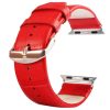 Kakapi for Apple Watch 42mm Crocodile Texture Brushed Buckle Genuine Leather Watch Band with Connector (Red) - Image 2