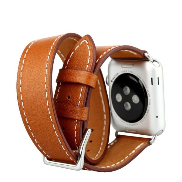 Baseus for Apple Watch 42mm Sunlord Series Metal Buckle Genuine Leather Watchband with Connector (Brown) - Image 3