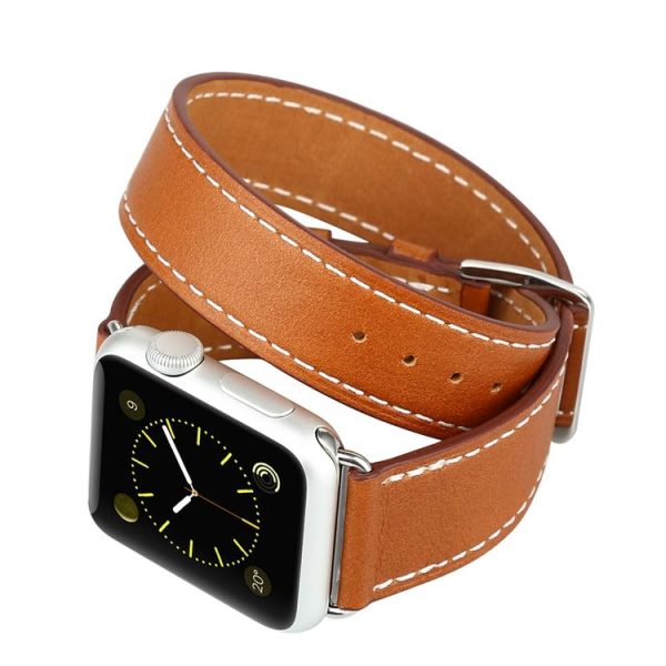 Baseus for Apple Watch 42mm Sunlord Series Metal Buckle Genuine Leather Watchband with Connector (Brown) - Image 4