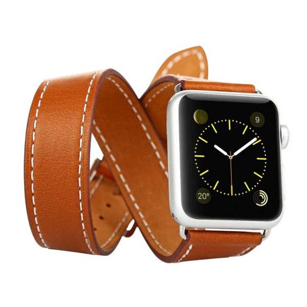 Baseus for Apple Watch 42mm Sunlord Series Metal Buckle Genuine Leather Watchband with Connector (Brown) - Image 6