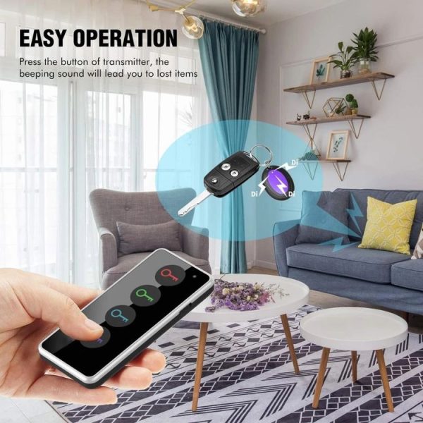 Smart Remote Wireless Key Finder with LED Flashlight, 1 RF Transmitter and 4 Receivers - Image 6