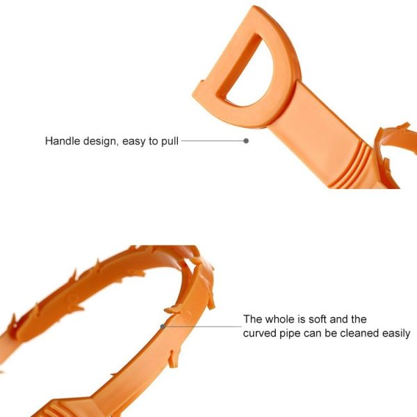 Drain & Hair Removal Tool Drain Dredge Pipe Sewer Cleaner Hook (Orange) - Image 5