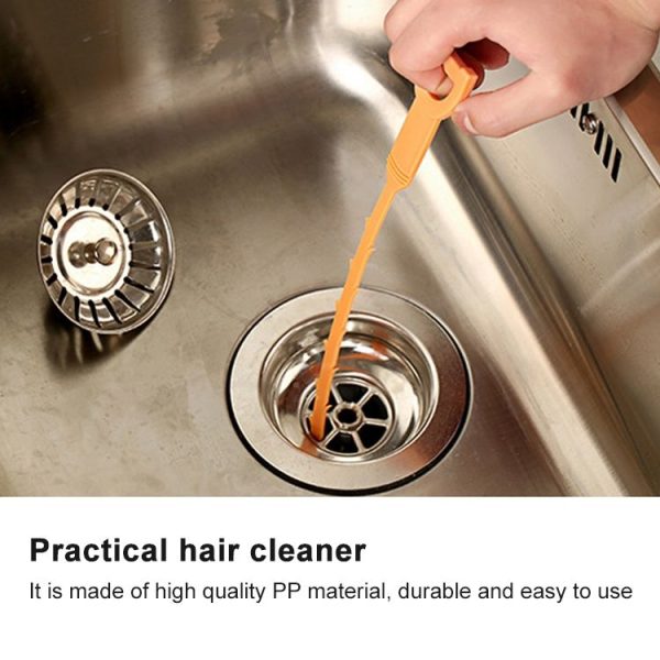Drain & Hair Removal Tool Drain Dredge Pipe Sewer Cleaner Hook (Orange) - Image 7