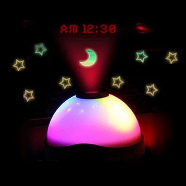 Color Night Light With Projecting Clock (White)