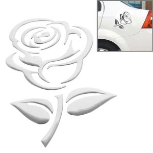 3D Rose Pattern Car Sticker, Size: 10.5cm x 8cm (approx.) (Silver)