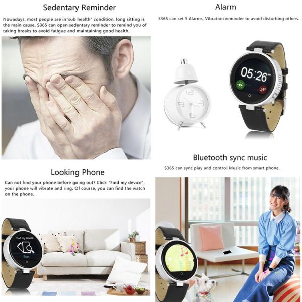 ZGPAX S365 Fashionable and Multifunctional 1.22 inch Dial Bluetooth 4.0 Smart Sync Sports Wrist Watch for iPhone and Android Phone, Support Language: English, Russian, Spanish, Portuguese, Italian, French, German, Arabic, Czech, Dutch, Greek, Indonesia, Farsi etc - Image 23
