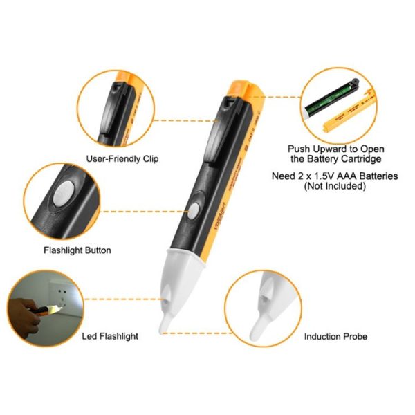 Pen Non-contact AC Voltage Alert Detector 90V-1000V (Yellow) - Image 2