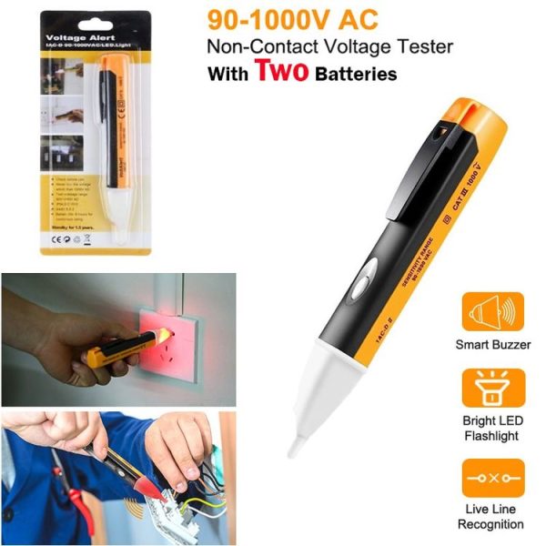Pen Non-contact AC Voltage Alert Detector 90V-1000V (Yellow) - Image 4