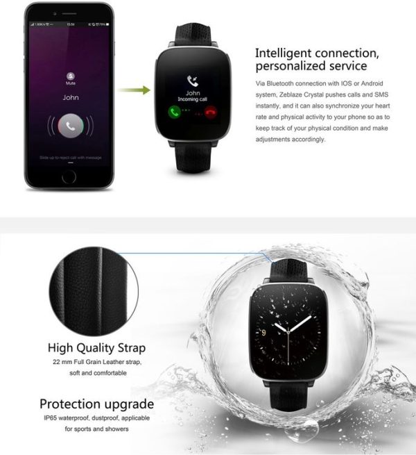 Zeblaze Crystal Bluetooth 4.0 Waterproof IP67 Fitness Tracker Smart Watch for iOS / Android, Support Pedometer Sleep Monitor Call Reminder Anti-lost Remote Camera (White) - Image 10