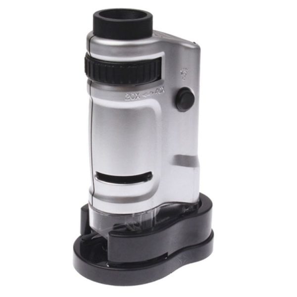 20X - 40X Magnification Zoom Lens Pocket Microscope with LED Light (Silver)
