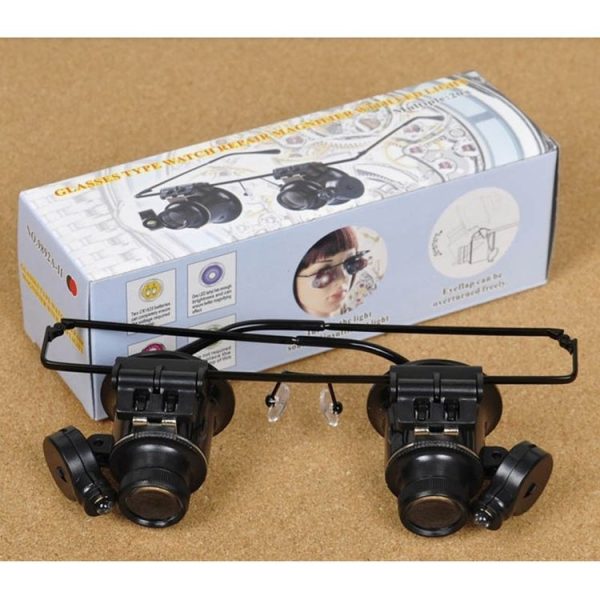 20X Glasses Type Watch Repair Loupe Magnifier with LED Light (Black) - Image 6