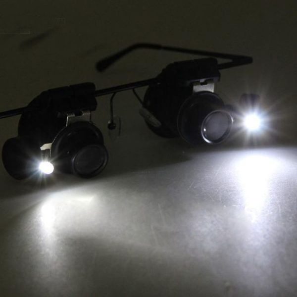 20X Glasses Type Watch Repair Loupe Magnifier with LED Light (Black) - Image 7