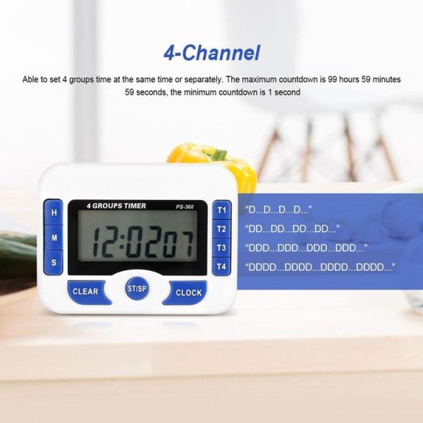 PS-360 4 Groups Alarm Timer Digital Kitchen Countdown Clock - Image 4
