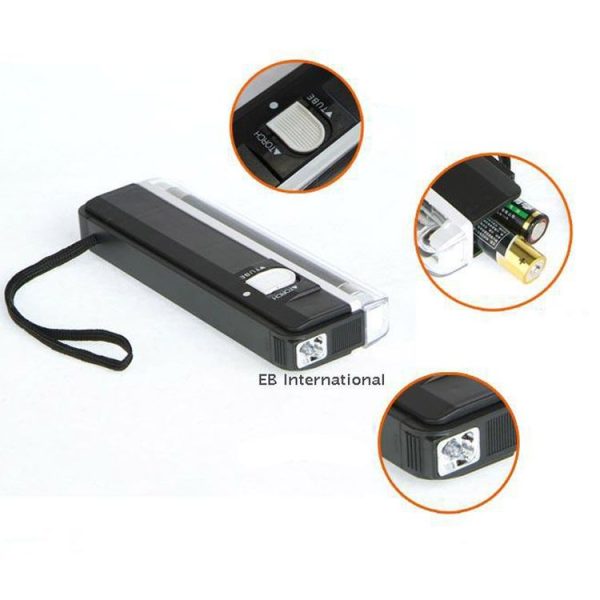 Handheld Blacklight UV Lamp & LED Flashlight, Verify Hidden Security Features On banknotes and Passport (Black) - Image 3
