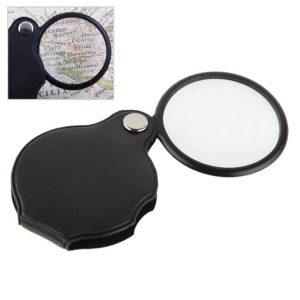 10 PCS 5X 50mm Magnifier Pocket Folding Magnifying Glass Loupe Pocket Spiegel (Black)