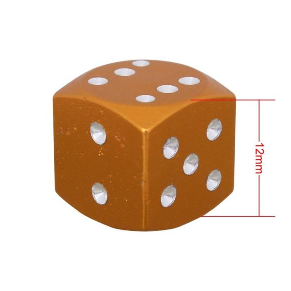 Universal 8mm Dice Style Aluminium Alloy Car Tire Valve Caps, Pack of 4 (Gold) - Image 3