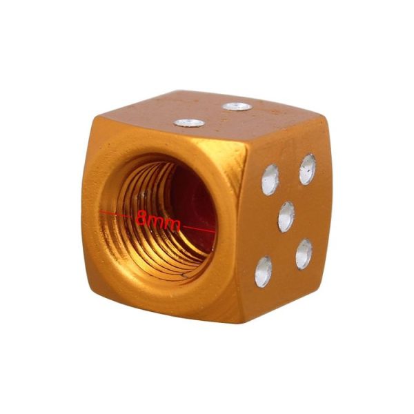 Universal 8mm Dice Style Aluminium Alloy Car Tire Valve Caps, Pack of 4 (Gold) - Image 6