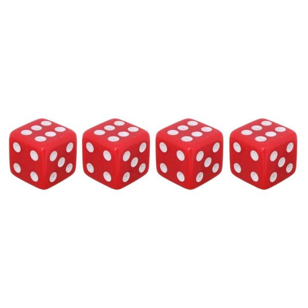 Universal 8mm Dice Style Plastic Car Tire Valve Caps, Pack of 4 (Red) - Image 2