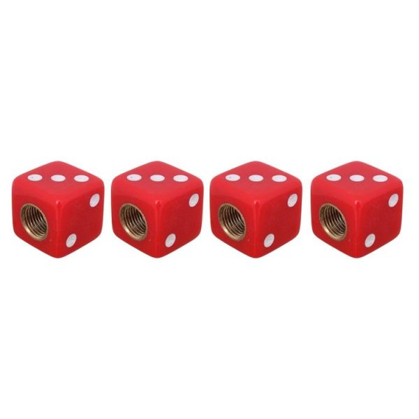 Universal 8mm Dice Style Plastic Car Tire Valve Caps, Pack of 4 (Red) - Image 4