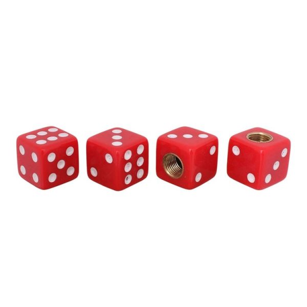 Universal 8mm Dice Style Plastic Car Tire Valve Caps, Pack of 4 (Red) - Image 5