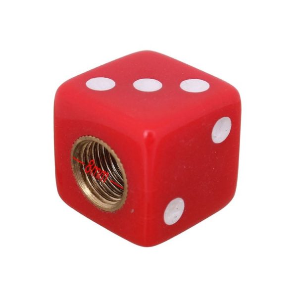 Universal 8mm Dice Style Plastic Car Tire Valve Caps, Pack of 4 (Red) - Image 6