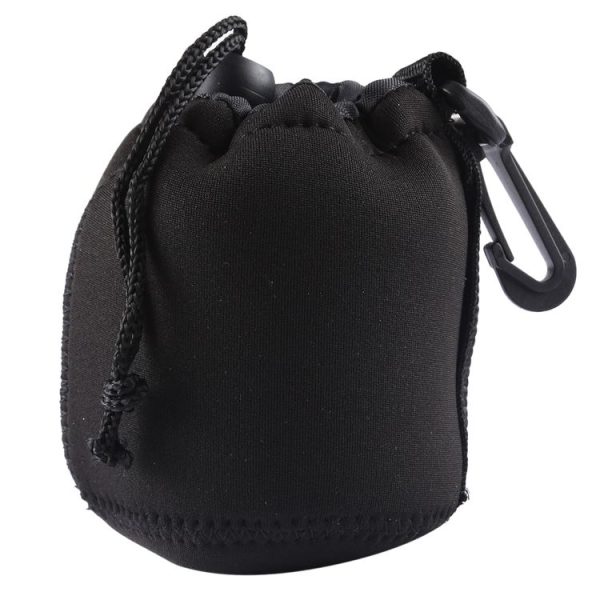Neoprene SLR Camera Lens Carrying Bag Pouch Bag with Carabiner, Size: 8x10cm (Black) - Image 2
