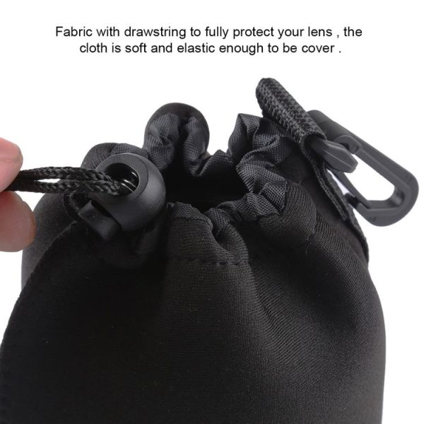 Neoprene SLR Camera Lens Carrying Bag Pouch Bag with Carabiner, Size: 10x14cm (Black) - Image 6