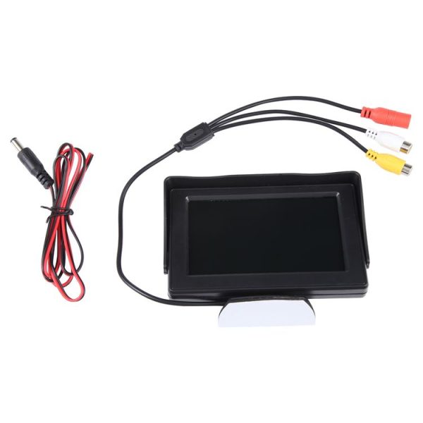 4.3 inch Car Color Monitor with Adjustable Angle Holder & Universal Sunshade, Dual Video Input - Image 3